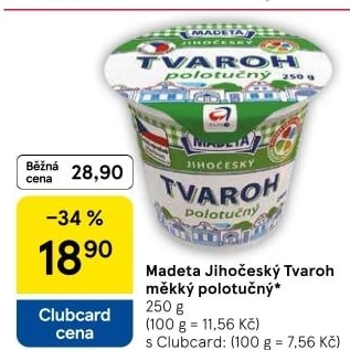 Tvaroh polotučný Jihočeský Madeta