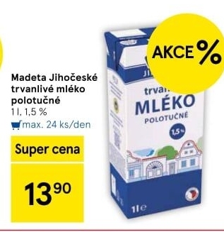 Mléko trvanlivé Jihočeské Madeta - 1,5% polotučné