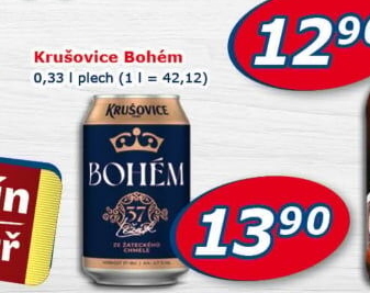Pivo světlý ležák Bohém Krušovice