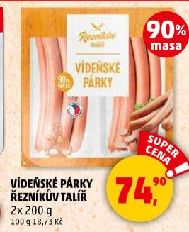 Párky vídeňské Řezníkův talíř