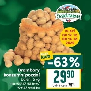 Brambory konzumní pozdní Česká farma