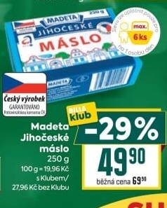 Máslo Jihočeské Madeta