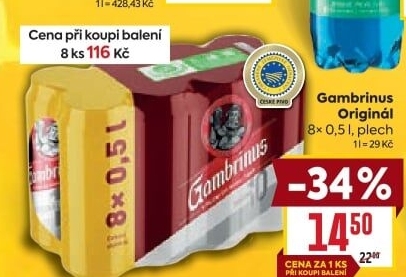 Pivo světlé výčepní Originál 10° Gambrinus