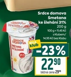Smetana ke šlehání 31% Srdce domova