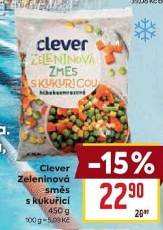 Zeleninová směs s kukuřicí mražená Clever