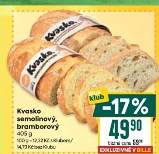 Chléb semolinový Kvasko