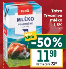 Mléko trvanlivé Tatra - 1,5% polotučné