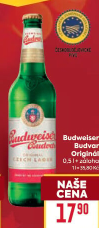 Pivo světlý ležák Original Budweiser Budvar