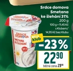 Smetana ke šlehání 31% Srdce domova