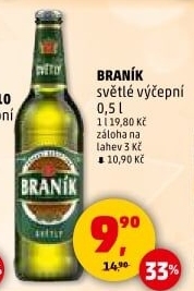 Pivo světlé výčepní 10° Braník
