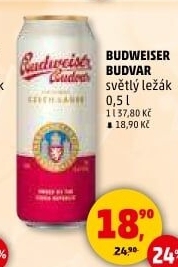 Pivo světlý ležák Budweiser Budvar