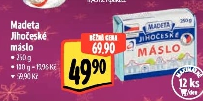 Máslo Jihočeské Madeta