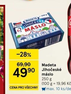 Máslo Jihočeské Madeta