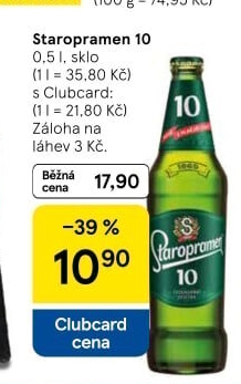 Pivo světlé výčepní 10° Staropramen