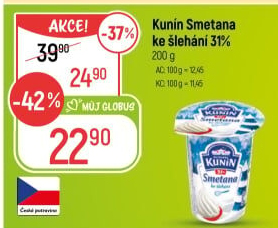 Smetana ke šlehání Mlékárna Kunín 31%