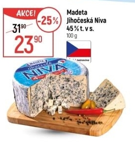 Sýr Niva Jihočeská 45% Madeta