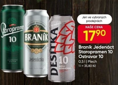 Pivo světlý ležák 11° Jedenáctka Braník