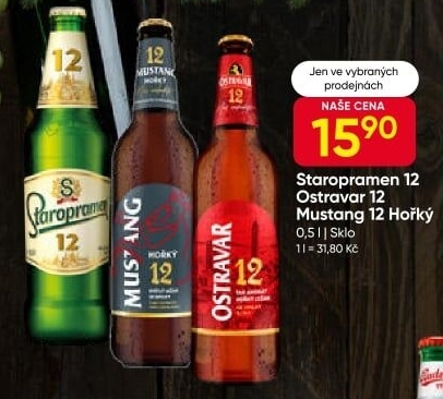 Pivo světlý ležák Mustang Hořký 12° Ostravar
