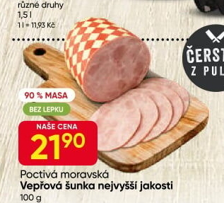 Vepřová šunka nejvyšší jakosti Poctivá Moravská