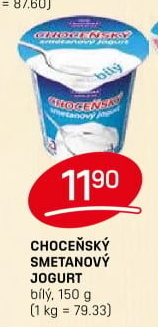 Bílý jogurt smetanový Choceňský