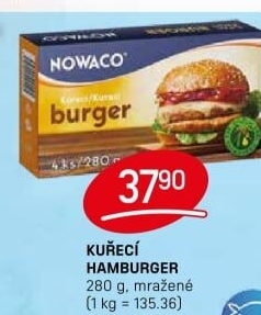 Hamburger kuřecí mražený Nowaco