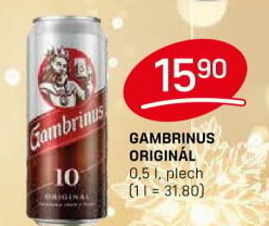 Pivo světlé výčepní Originál 10° Gambrinus