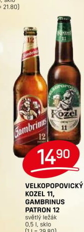 Pivo světlý ležák 11° Medium Velkopopovický Kozel