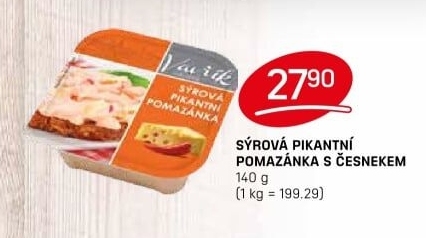 Pomazánka sýrová pikantní s česnekem Lahůdky Vavřík