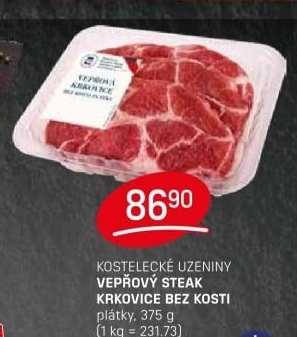 Vepřová krkovice steak bez kosti Kostelecké uzeniny
