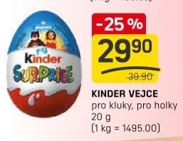 Čokoládové vajíčko s překvapením Kinder Surprise