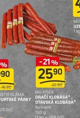 Dračí klobása Maso uzeniny Písek