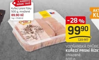 Kuřecí prsní řízky mražené Vodňanské kuře