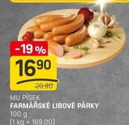 Párky farmářské libové Maso uzeniny Písek