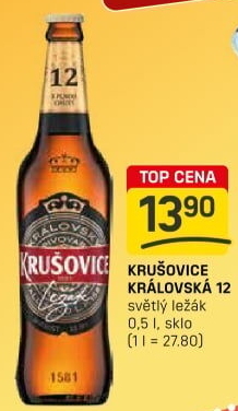 Pivo světlý ležák Královský 12° Krušovice