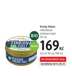 Měsíčková zinková mast bio Purity Vision