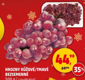 Hrozny růžové bezsemenné