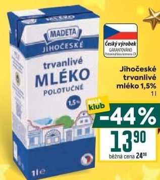 Mléko trvanlivé Jihočeské Madeta - 1,5% polotučné