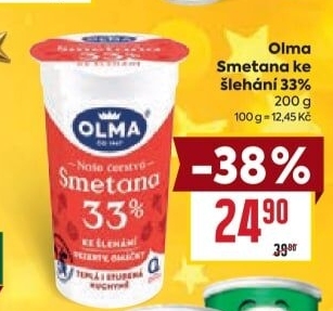 Smetana ke šlehání Olma 33%