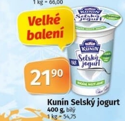Bílý jogurt selský Mlékárna Kunín