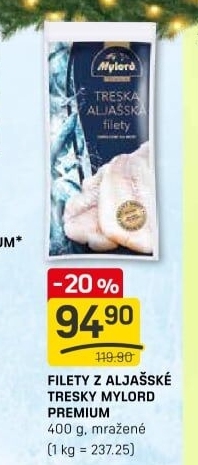 Aljašská treska filety mražená Premium Mylord
