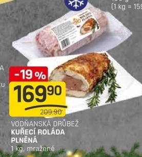 Kuřecí plněná roláda mražená Vodňanské kuře