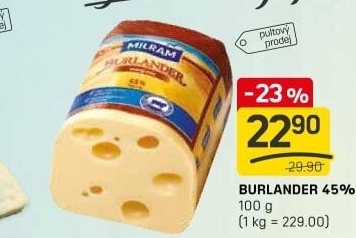 Sýr Burlander 45% Milram