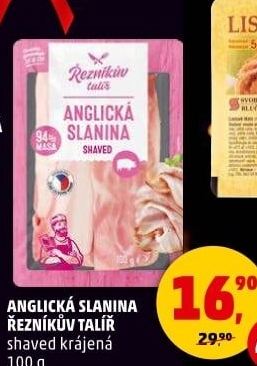 Anglická slanina shaved Řezníkův talíř