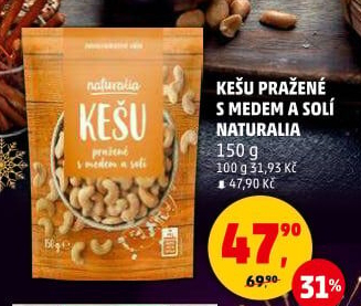 Kešu pražené v medu a soli Naturalia