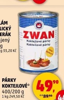 Párky koktejlové Zwan - konzerva