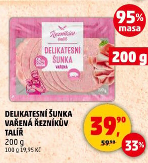 Šunka delikatesní vařená Řezníkův talíř