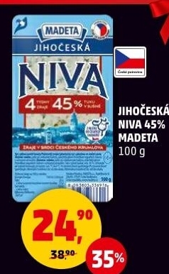 Sýr Niva Jihočeská 45% Madeta