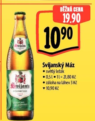 Pivo světlý ležák 11° Svijanský Máz Svijany