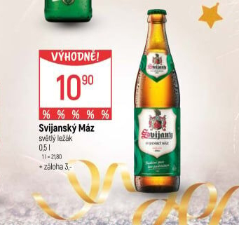 Pivo světlý ležák 11° Svijanský Máz Svijany