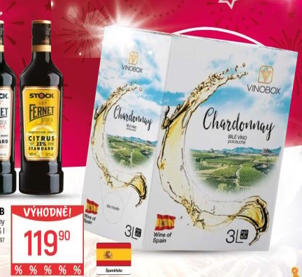 Víno Chardonnay Vinobox - bag in box
